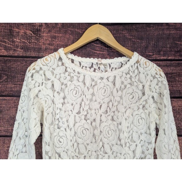 LC Lauren Conrad Sheer Runway Collection Peplum White Lace Top Small Bridal - Picture 7 of 8